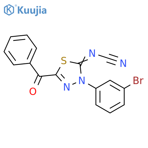 2-Benzoyl-4-(3-bromophenyl)-5-cyanimino-4,5-dihydro-1,3,4-thiadiazole structure