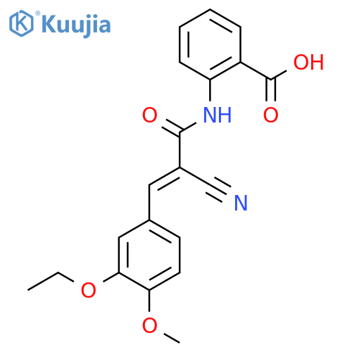 2-[2-Cyano-3-(3-ethoxy-4-methoxyphenyl)prop-2-enamido]benzoic acid structure