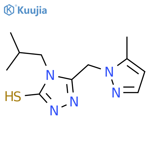 5-(5-methyl-1H-pyrazol-1-yl)methyl-4-(2-methylpropyl)-4H-1,2,4-triazole-3-thiol structure