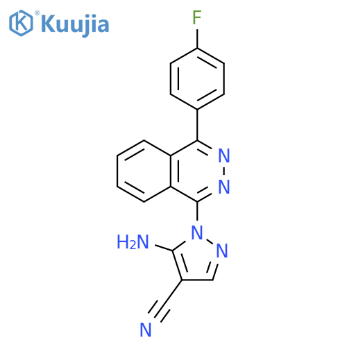 5-amino-1-[4-(4-fluorophenyl)phthalazin-1-yl]-1H-pyrazole-4-carbonitrile structure