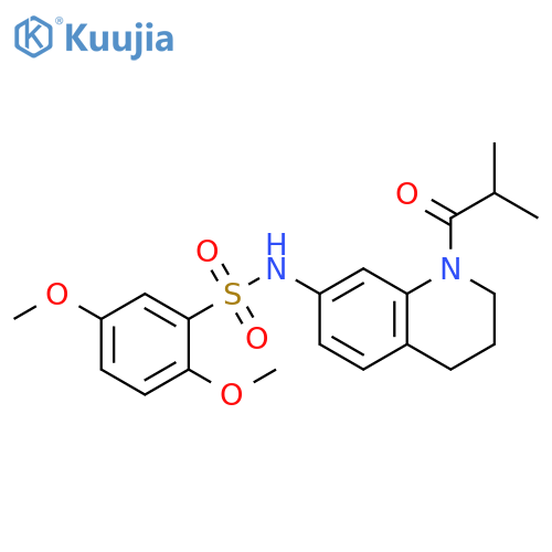 2,5-dimethoxy-N-[1-(2-methylpropanoyl)-1,2,3,4-tetrahydroquinolin-7-yl]benzene-1-sulfonamide structure