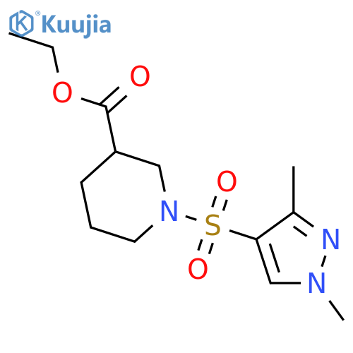 <br>1-(1,3-Dimethyl-1H-pyrazole-4-sulfonyl)-piperidine-3-carboxylic acid ethyl ester structure