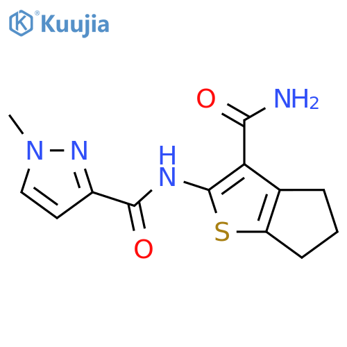 N-{3-carbamoyl-4H,5H,6H-cyclopenta[b]thiophen-2-yl}-1-methyl-1H-pyrazole-3-carboxamide structure