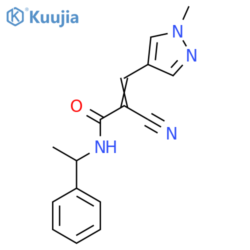 2-cyano-3-(1-methyl-1H-pyrazol-4-yl)-N-(1-phenylethyl)prop-2-enamide structure