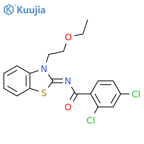 2,4-dichloro-N-[(2Z)-3-(2-ethoxyethyl)-2,3-dihydro-1,3-benzothiazol-2-ylidene]benzamide structure