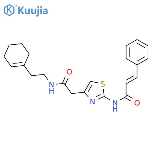 (2E)-N-[4-({[2-(cyclohex-1-en-1-yl)ethyl]carbamoyl}methyl)-1,3-thiazol-2-yl]-3-phenylprop-2-enamide structure