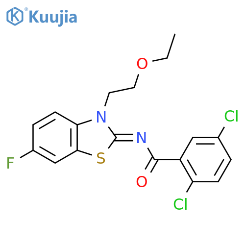2,5-dichloro-N-[(2Z)-3-(2-ethoxyethyl)-6-fluoro-2,3-dihydro-1,3-benzothiazol-2-ylidene]benzamide structure