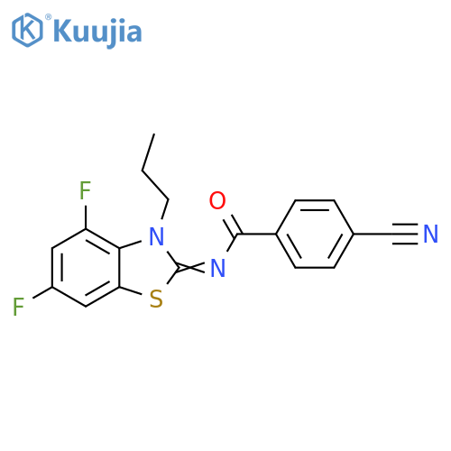 4-cyano-N-[(2Z)-4,6-difluoro-3-propyl-2,3-dihydro-1,3-benzothiazol-2-ylidene]benzamide structure