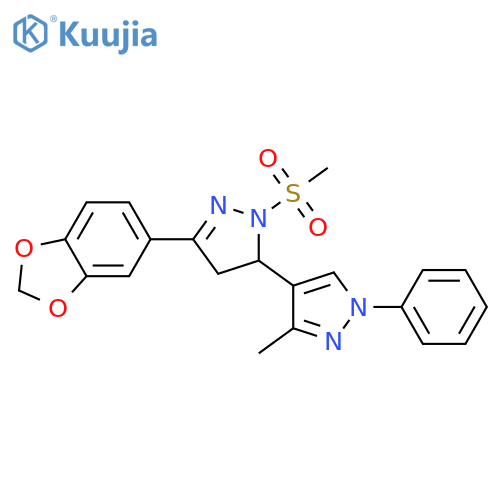 5-(2H-1,3-benzodioxol-5-yl)-2-methanesulfonyl-3'-methyl-1'-phenyl-3,4-dihydro-1'H,2H-3,4'-bipyrazole structure