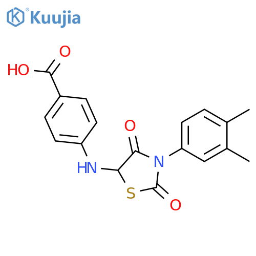 4-{[3-(3,4-dimethylphenyl)-2,4-dioxo-1,3-thiazolidin-5-yl]amino}benzoic acid structure