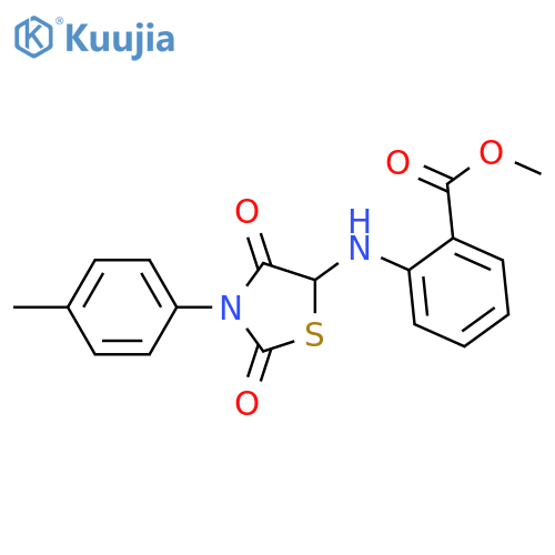 methyl 2-{[3-(4-methylphenyl)-2,4-dioxo-1,3-thiazolidin-5-yl]amino}benzoate structure