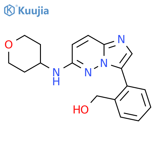 (2-{6-(Oxan-4-yl)aminoimidazo1,2-bpyridazin-3-yl}phenyl)methanol structure
