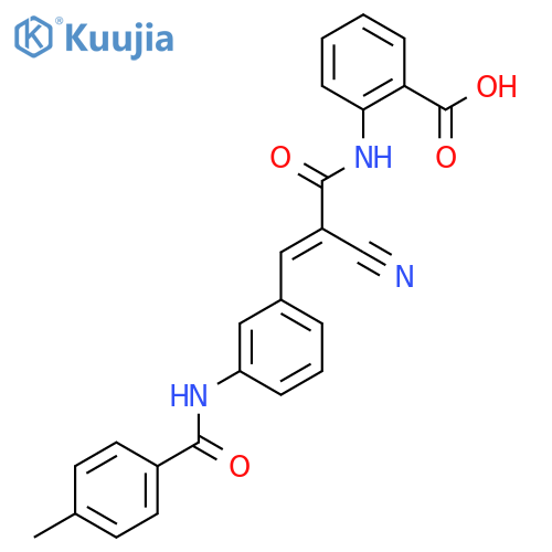 2-{2-Cyano-3-[3-(4-methylbenzamido)phenyl]prop-2-enamido}benzoic acid structure