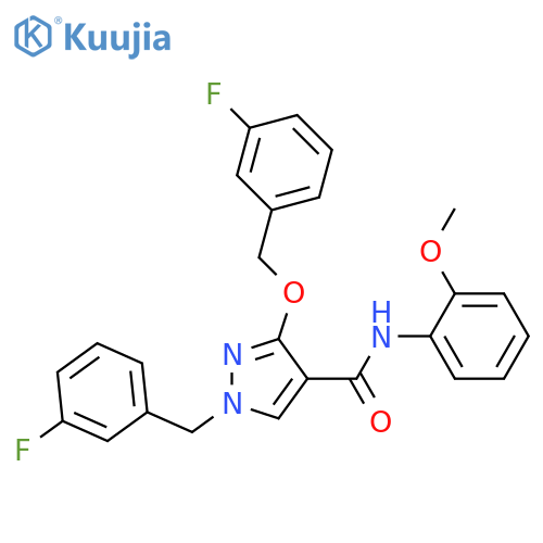 3-[(3-fluorophenyl)methoxy]-1-[(3-fluorophenyl)methyl]-N-(2-methoxyphenyl)-1H-pyrazole-4-carboxamide structure