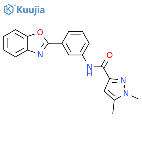 N-[3-(1,3-benzoxazol-2-yl)phenyl]-1,5-dimethyl-1H-pyrazole-3-carboxamide structure