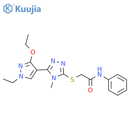 2-{[5-(3-ethoxy-1-ethyl-1H-pyrazol-4-yl)-4-methyl-4H-1,2,4-triazol-3-yl]sulfanyl}-N-phenylacetamide structure