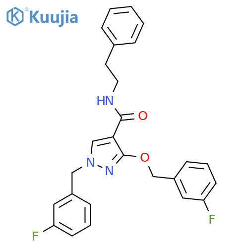 3-[(3-fluorophenyl)methoxy]-1-[(3-fluorophenyl)methyl]-N-(2-phenylethyl)-1H-pyrazole-4-carboxamide structure