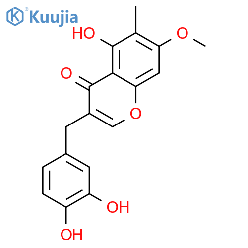 5-hydroxy-7-methoxy-6-methyl-3-(3,4-dihydroxybenzyl)chromone structure
