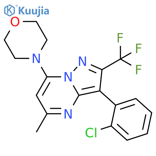 4-[3-(2-chlorophenyl)-5-methyl-2-(trifluoromethyl)pyrazolo[1,5-a]pyrimidin-7-yl]morpholine structure