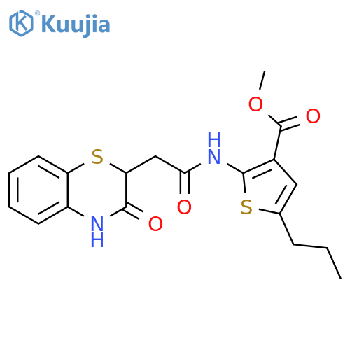 methyl 2-[2-(3-oxo-3,4-dihydro-2H-1,4-benzothiazin-2-yl)acetamido]-5-propylthiophene-3-carboxylate structure