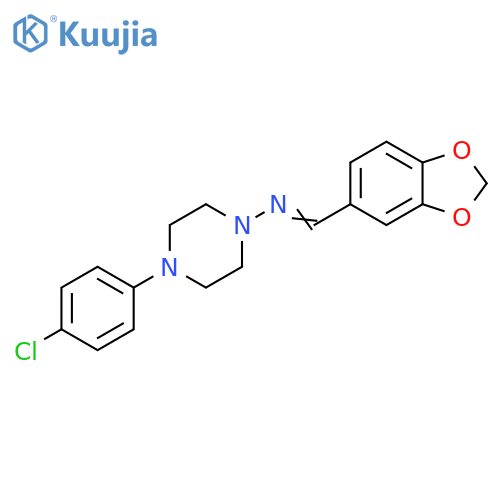 (1E)-1-(2H-1,3-benzodioxol-5-yl)-N-[4-(4-chlorophenyl)piperazin-1-yl]methanimine structure