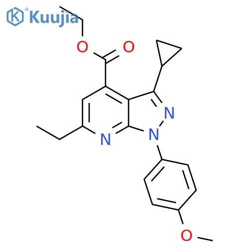 Ethyl 3-cyclopropyl-6-ethyl-1-(4-methoxyphenyl)-1H-pyrazolo[3,4-b]pyridine-4-carboxylate structure