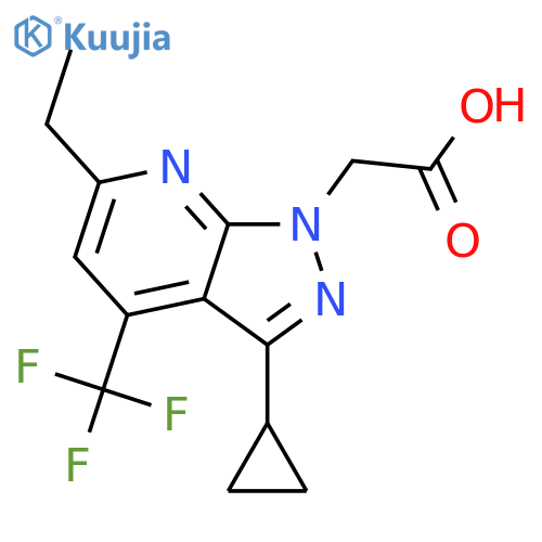 2-3-cyclopropyl-6-ethyl-4-(trifluoromethyl)-1H-pyrazolo3,4-bpyridin-1-ylacetic acid structure