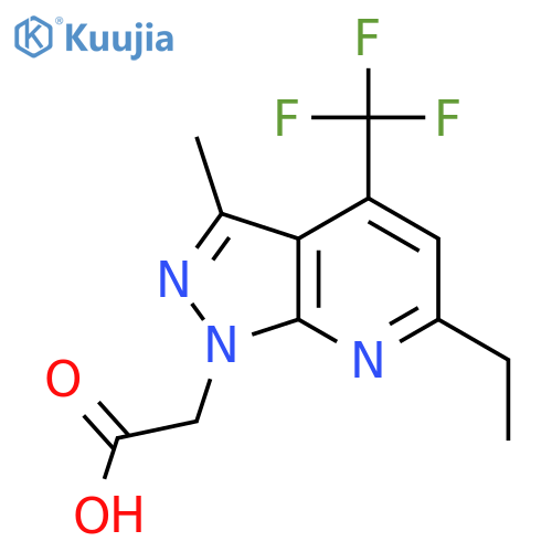 2-6-ethyl-3-methyl-4-(trifluoromethyl)-1H-pyrazolo3,4-bpyridin-1-ylacetic acid structure
