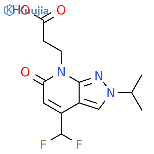 3-4-(difluoromethyl)-6-oxo-2-(propan-2-yl)-2H,6H,7H-pyrazolo3,4-bpyridin-7-ylpropanoic acid structure