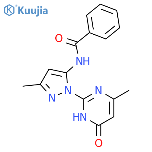 N-[3-methyl-1-(4-methyl-6-oxo-1,6-dihydropyrimidin-2-yl)-1H-pyrazol-5-yl]benzamide structure