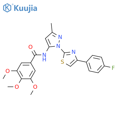 N-{1-[4-(4-fluorophenyl)-1,3-thiazol-2-yl]-3-methyl-1H-pyrazol-5-yl}-3,4,5-trimethoxybenzamide structure