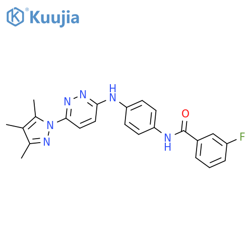 3-fluoro-N-(4-{[6-(3,4,5-trimethyl-1H-pyrazol-1-yl)pyridazin-3-yl]amino}phenyl)benzamide structure
