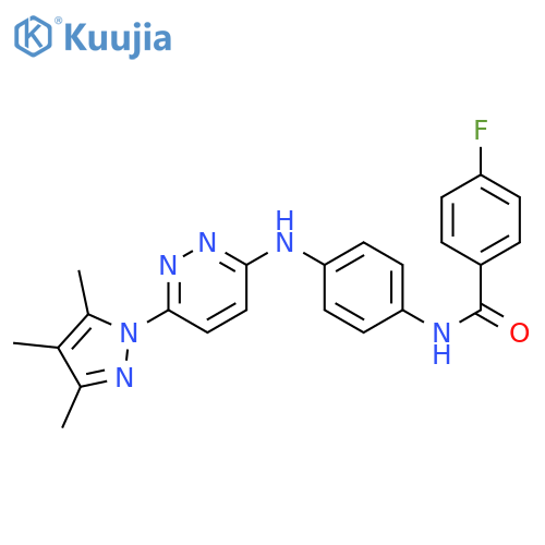 4-fluoro-N-(4-{[6-(3,4,5-trimethyl-1H-pyrazol-1-yl)pyridazin-3-yl]amino}phenyl)benzamide structure