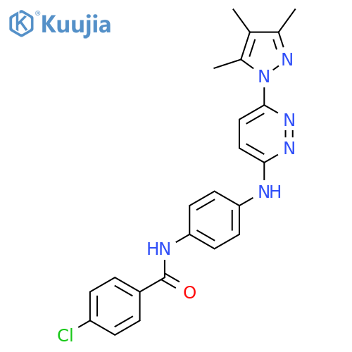 4-chloro-N-(4-{[6-(3,4,5-trimethyl-1H-pyrazol-1-yl)pyridazin-3-yl]amino}phenyl)benzamide structure