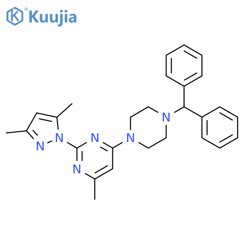 2-(3,5-dimethyl-1H-pyrazol-1-yl)-4-[4-(diphenylmethyl)piperazin-1-yl]-6-methylpyrimidine structure