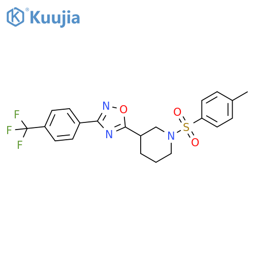 1-(4-methylbenzenesulfonyl)-3-{3-[4-(trifluoromethyl)phenyl]-1,2,4-oxadiazol-5-yl}piperidine structure