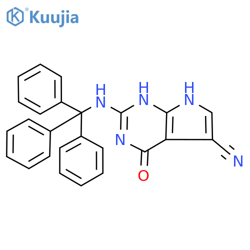 4,7-Dihydro-4-oxo-2-(triphenylmethyl)amino-3H-pyrrolo2,3-dpyrimidine-5-carbonitrile structure