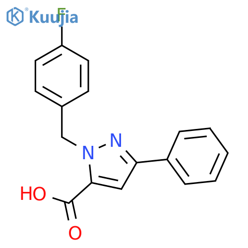 1H-Pyrazole-5-carboxylic acid, 1-[(4-fluorophenyl)methyl]-3-phenyl- structure