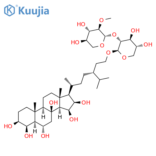 Stigmastane-3,4,6,8,15,16-hexol,29-[[2-O-(2-O-methyl-b-D-xylopyranosyl)-b-D-xylopyranosyl]oxy]-, (3b,4b,5a,6a,15b,16b,24R)- (9CI) structure