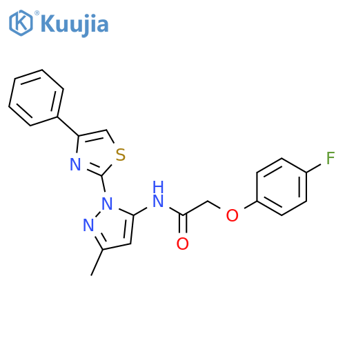 2-(4-fluorophenoxy)-N-[3-methyl-1-(4-phenyl-1,3-thiazol-2-yl)-1H-pyrazol-5-yl]acetamide structure