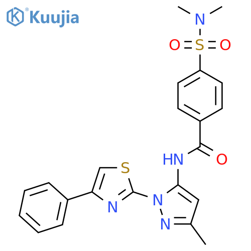 4-(dimethylsulfamoyl)-N-[3-methyl-1-(4-phenyl-1,3-thiazol-2-yl)-1H-pyrazol-5-yl]benzamide structure