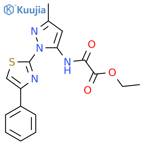 ethyl {[3-methyl-1-(4-phenyl-1,3-thiazol-2-yl)-1H-pyrazol-5-yl]carbamoyl}formate structure