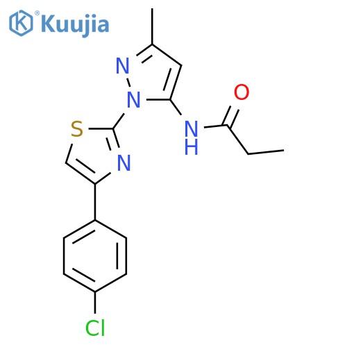 N-{1-[4-(4-chlorophenyl)-1,3-thiazol-2-yl]-3-methyl-1H-pyrazol-5-yl}propanamide structure