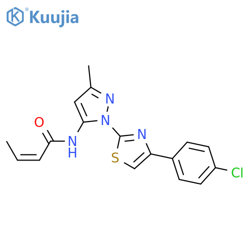 (2Z)-N-{1-[4-(4-chlorophenyl)-1,3-thiazol-2-yl]-3-methyl-1H-pyrazol-5-yl}but-2-enamide structure
