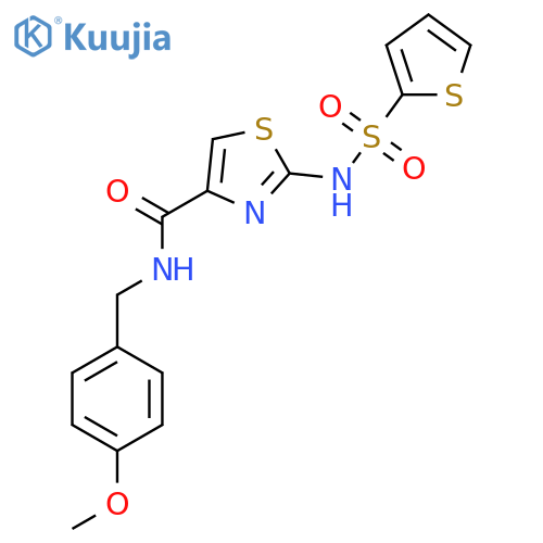 N-[(4-methoxyphenyl)methyl]-2-(thiophene-2-sulfonamido)-1,3-thiazole-4-carboxamide structure
