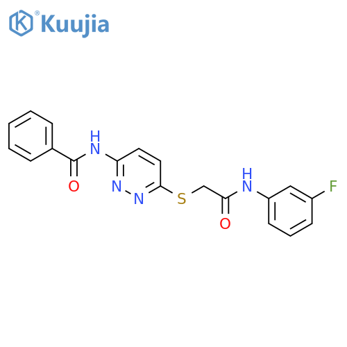 N-[6-({[(3-fluorophenyl)carbamoyl]methyl}sulfanyl)pyridazin-3-yl]benzamide structure