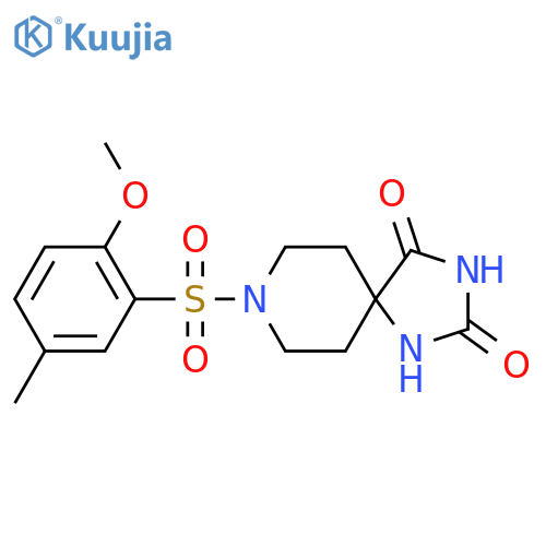 8-(2-methoxy-5-methylbenzenesulfonyl)-1,3,8-triazaspiro[4.5]decane-2,4-dione structure