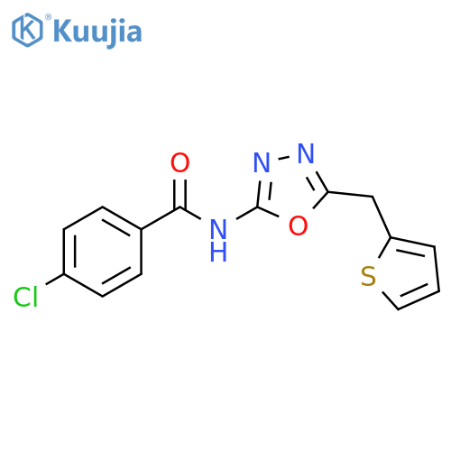 4-chloro-N-{5-[(thiophen-2-yl)methyl]-1,3,4-oxadiazol-2-yl}benzamide structure