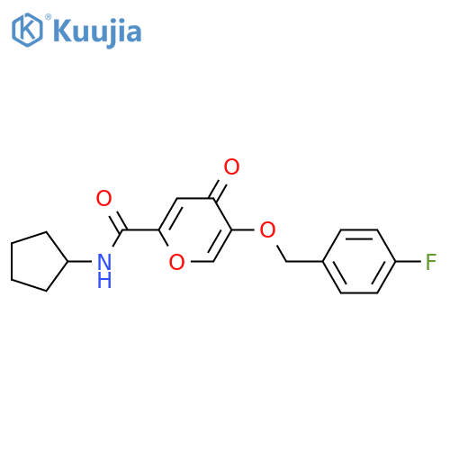 N-cyclopentyl-5-[(4-fluorophenyl)methoxy]-4-oxo-4H-pyran-2-carboxamide structure