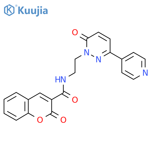 2-oxo-N-{2-[6-oxo-3-(pyridin-4-yl)-1,6-dihydropyridazin-1-yl]ethyl}-2H-chromene-3-carboxamide structure